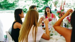 Other Events 9 women having lunch at a family reunion